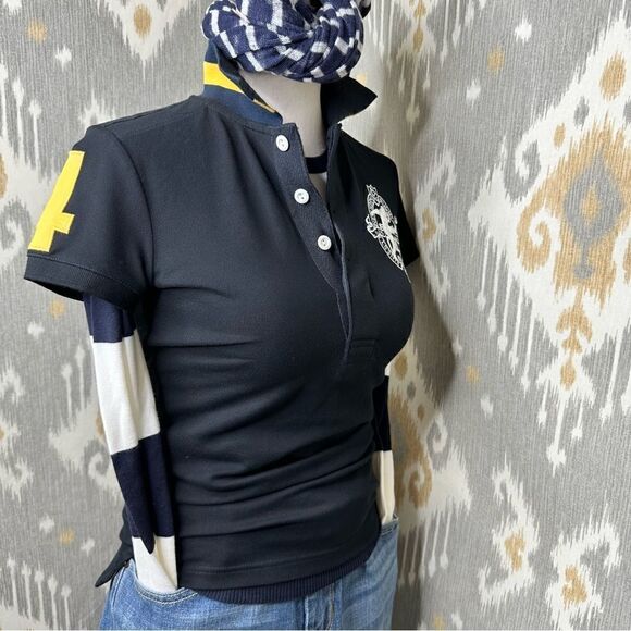 Rugby Ralph Lauren Fall 2008 Black, Navy, White & Yellow Stretch Polo Shirt - Picture 5 of 16